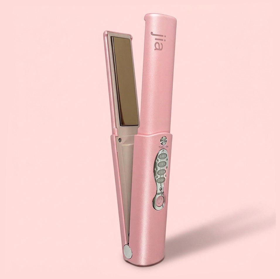 Jia Wireless 2 in 1 Hair Straightener and Curler in Pink