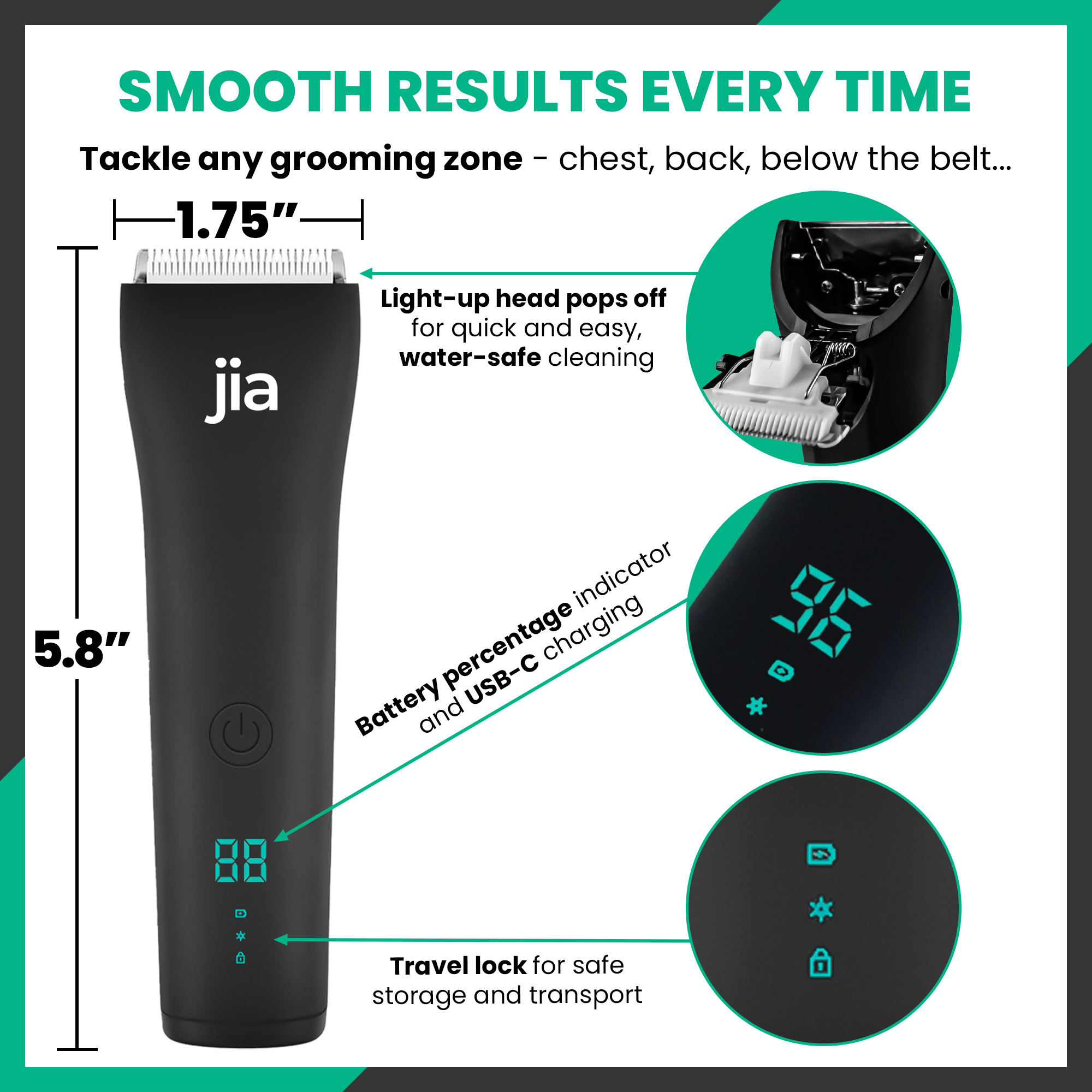 Jia The Original BodyShaver Hair Trimmer in Midnight Black