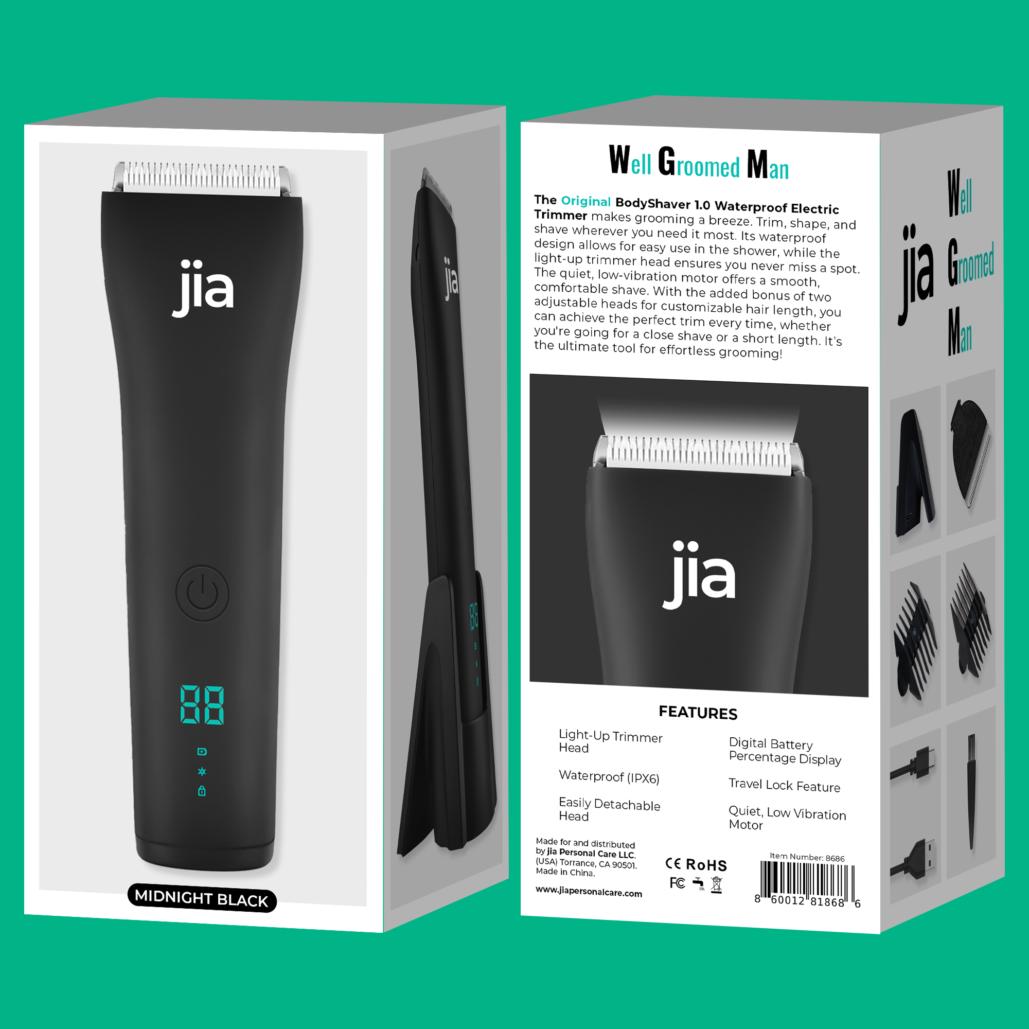 Jia The Original BodyShaver Hair Trimmer in Midnight Black