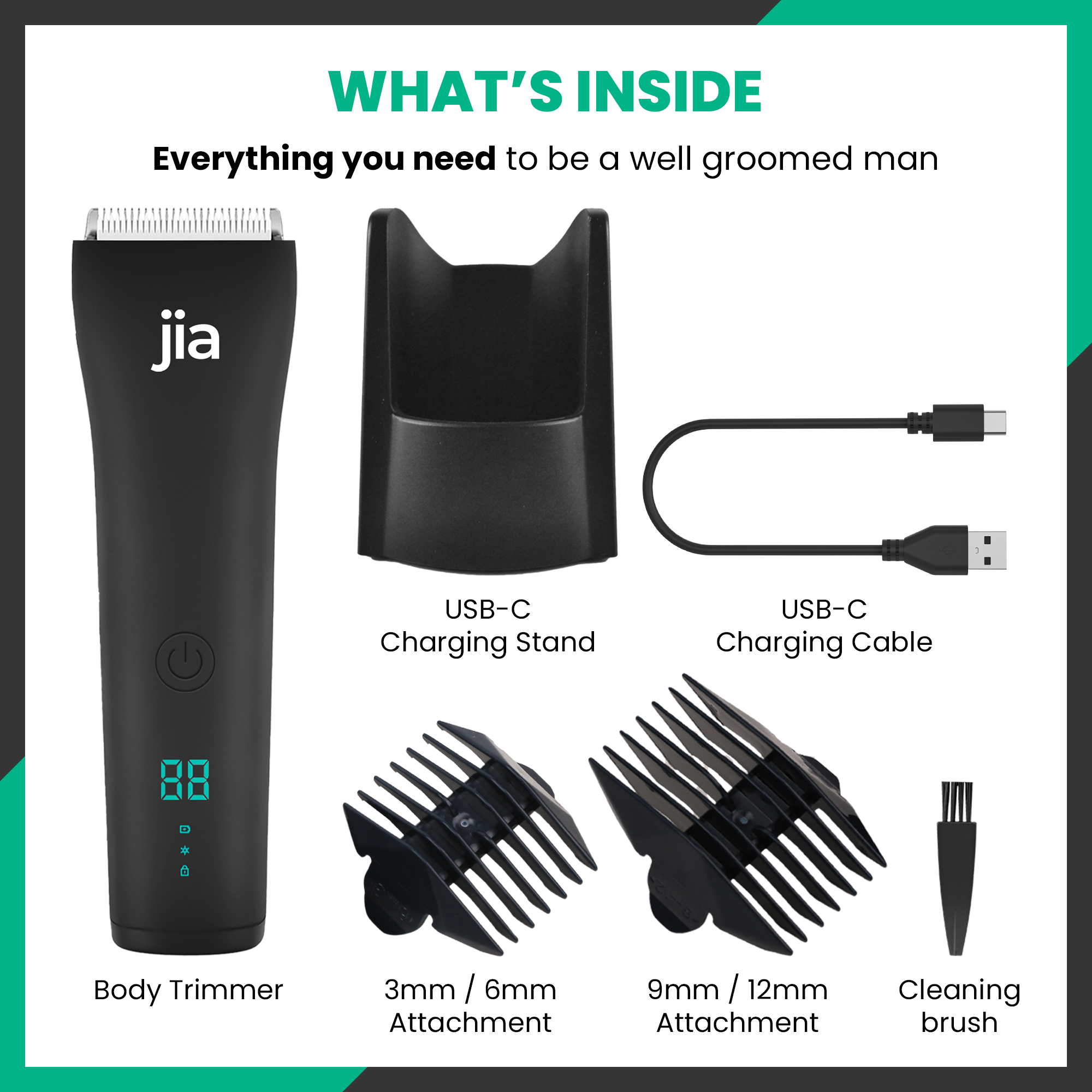 Jia The Original BodyShaver Hair Trimmer in Midnight Black