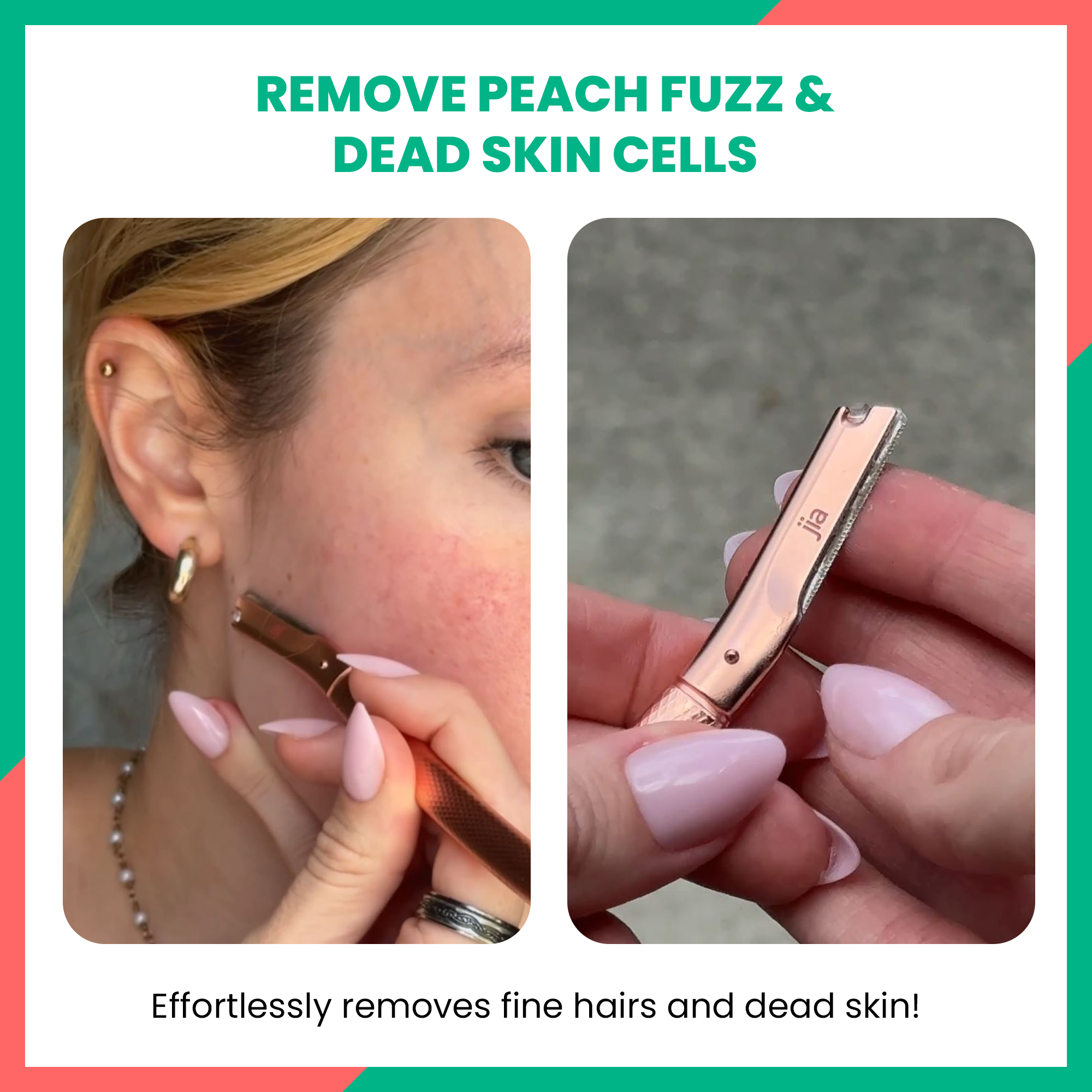 Jia Dermaplaning Facial Folding Razor in Champagne Blush - 3 Pack