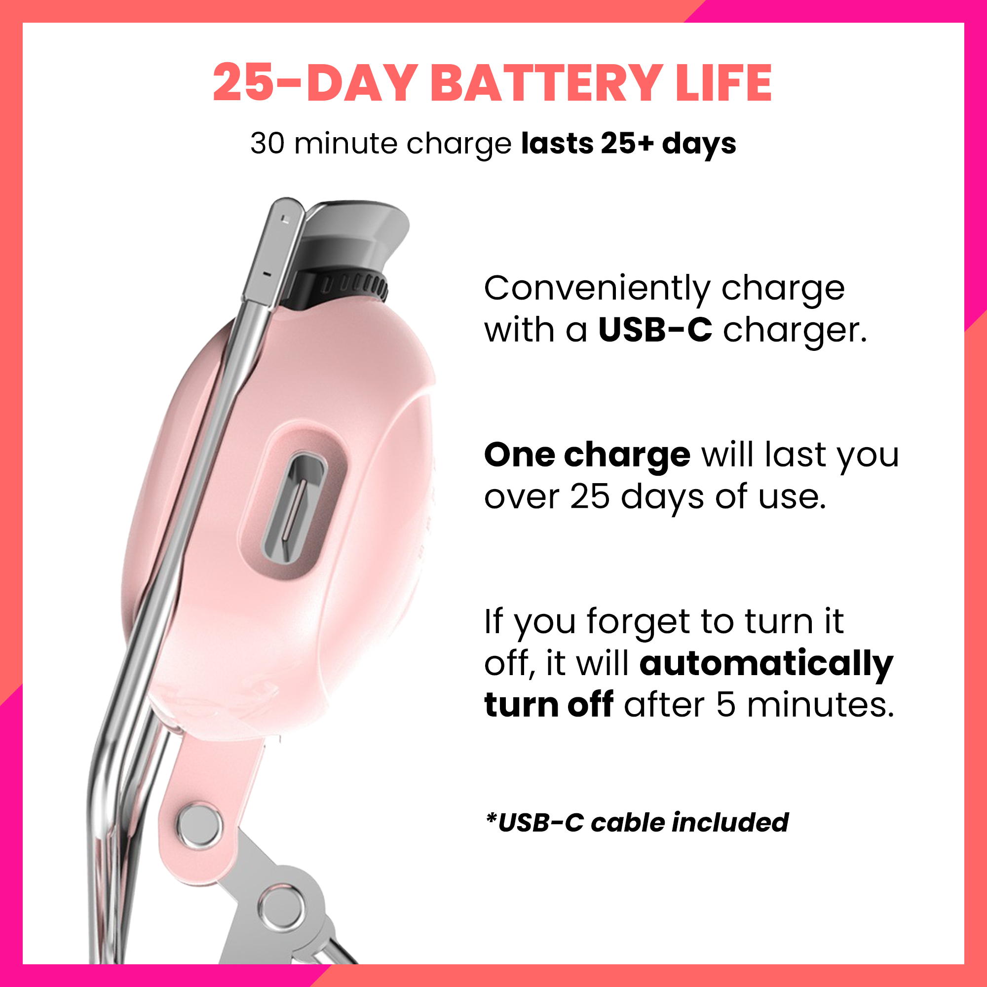 Jia SleekCurl Heated Eyelash Curler in Primrose Pink