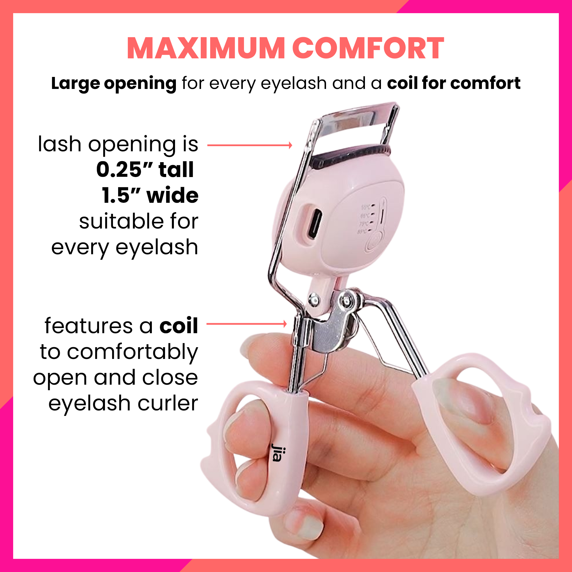 Jia SleekCurl Heated Eyelash Curler in Primrose Pink