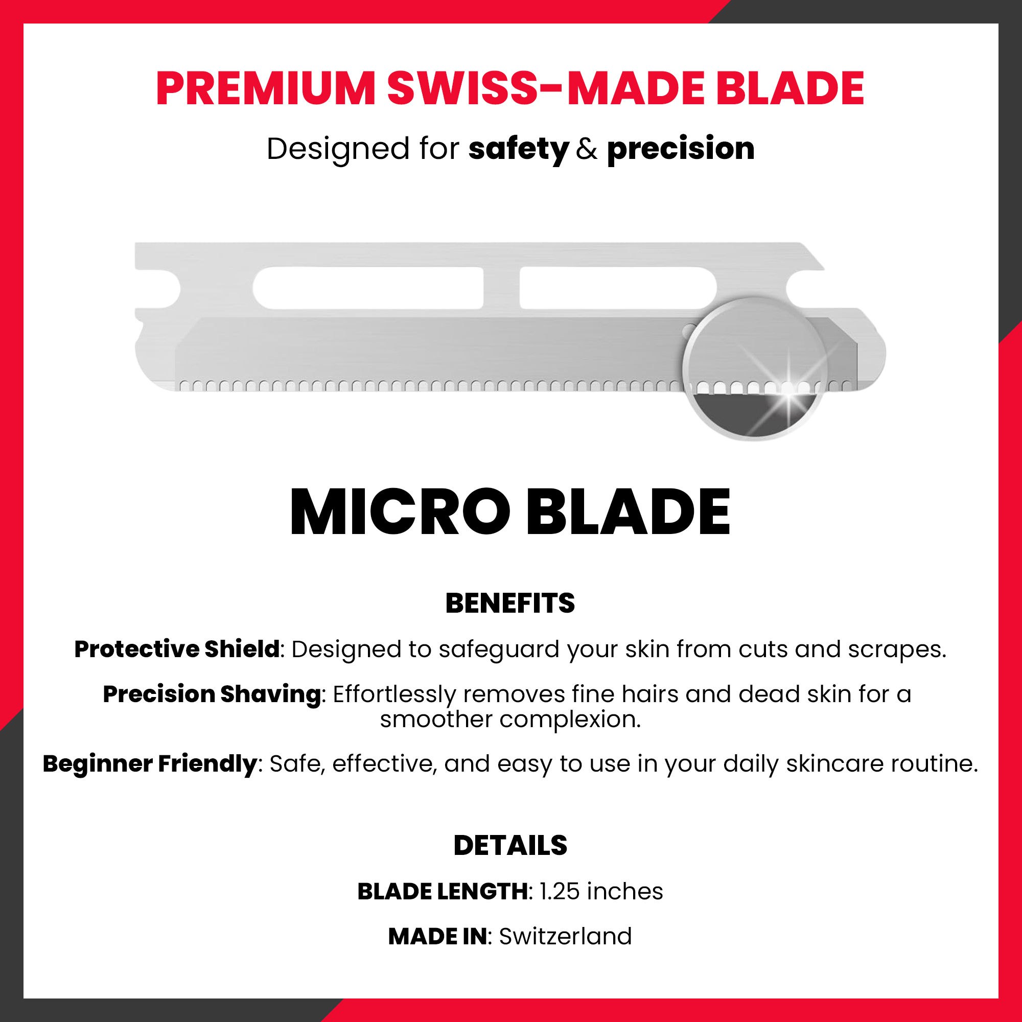 Dermaplaning Facial Metal Razor With 20 Blades in Black Sapphire