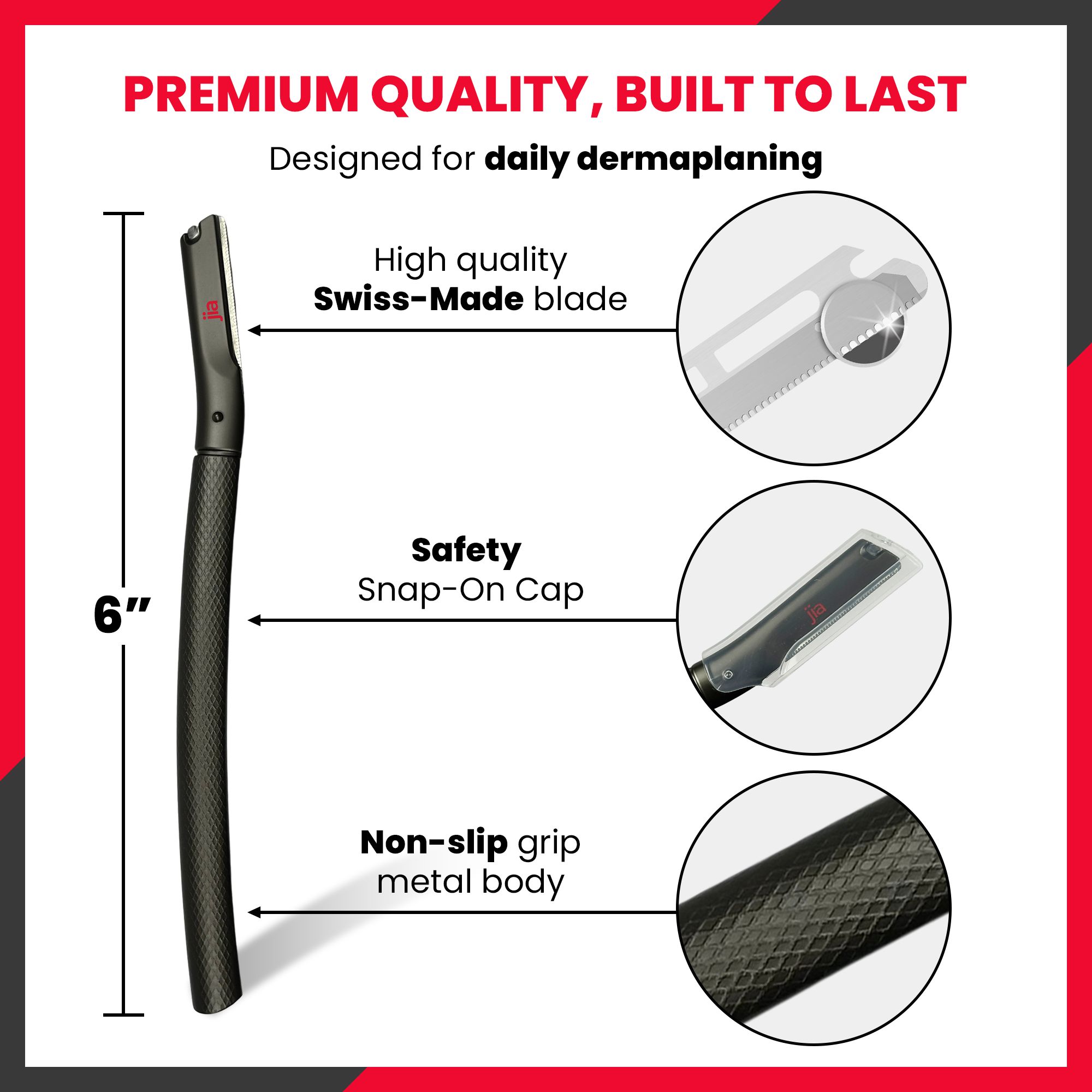 Dermaplaning Facial Metal Razor With 20 Blades in Black Sapphire