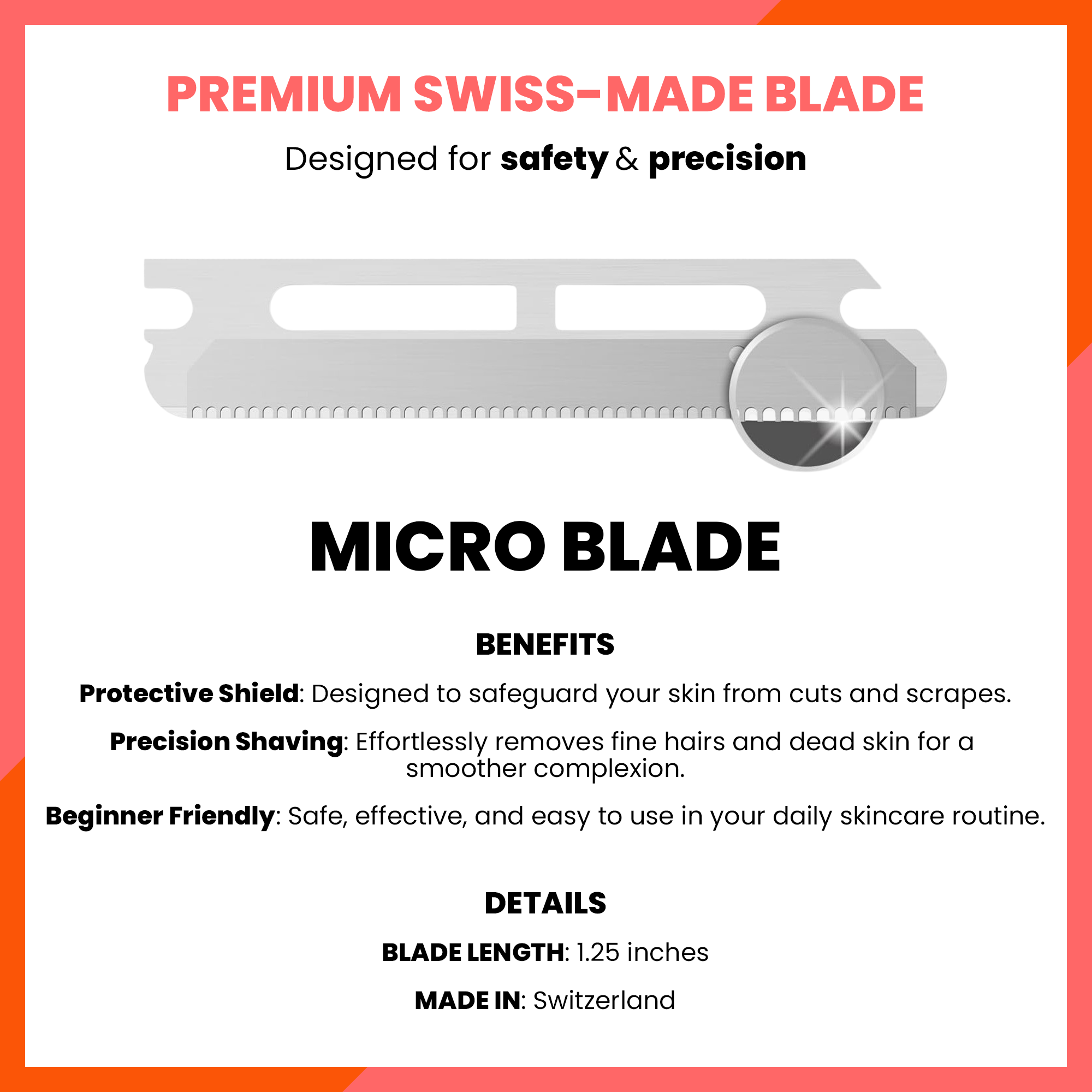 Dermaplaning Facial Metal Razor With 20 Blades in Rose Gold