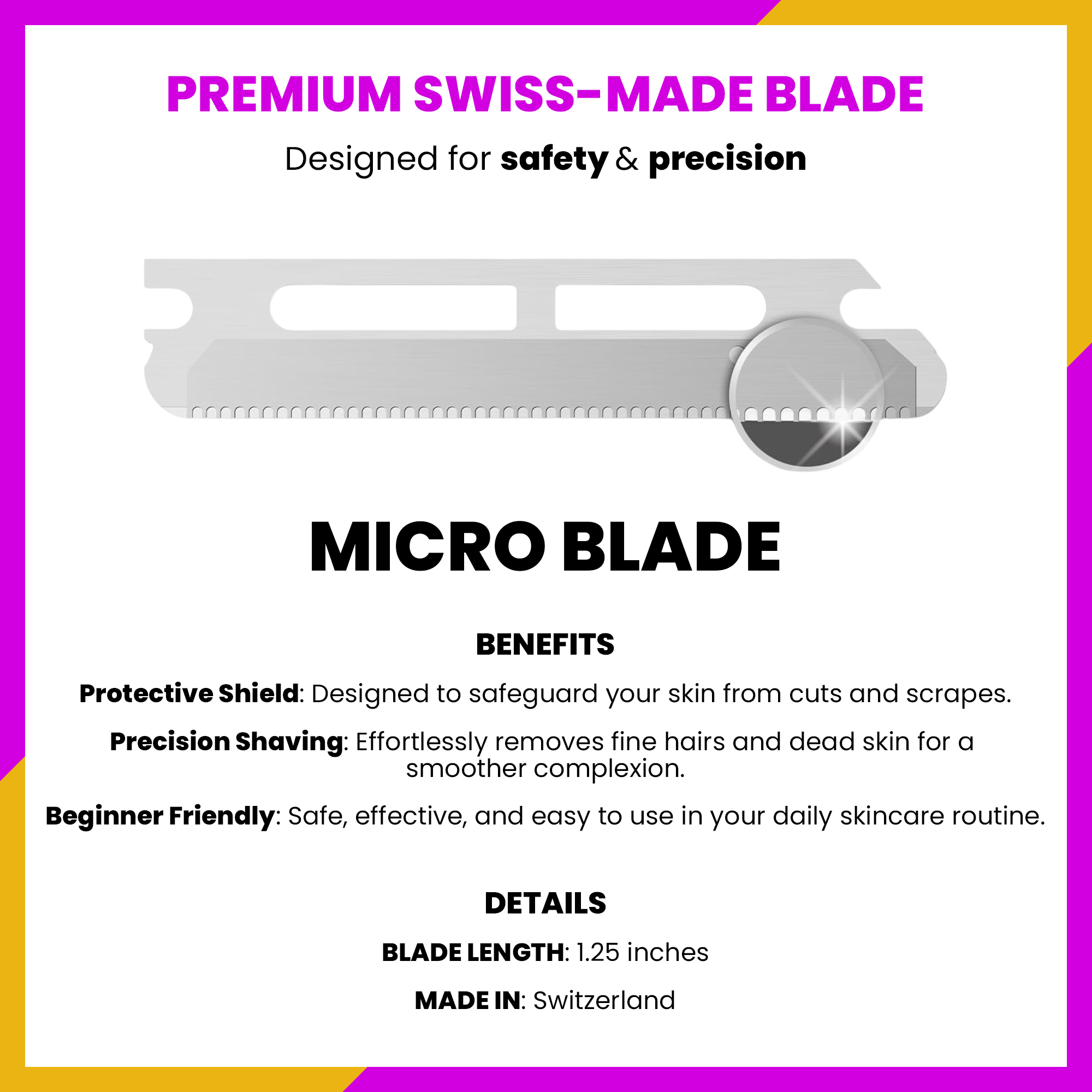 Dermaplaning Facial Metal Razor With 20 Blades in Sleek Silver