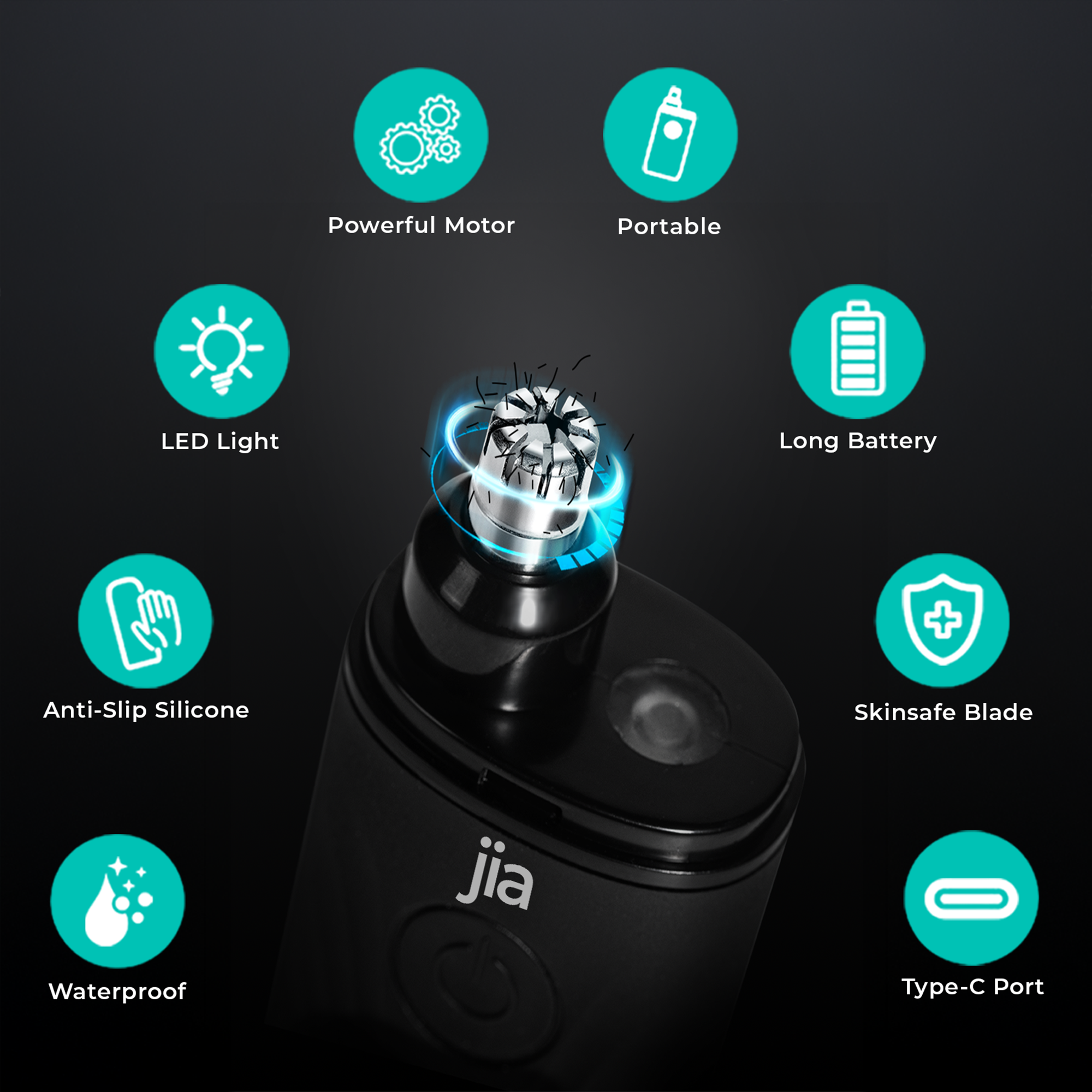 Jia The Original Nose Hair Trimmer in Midnight Black