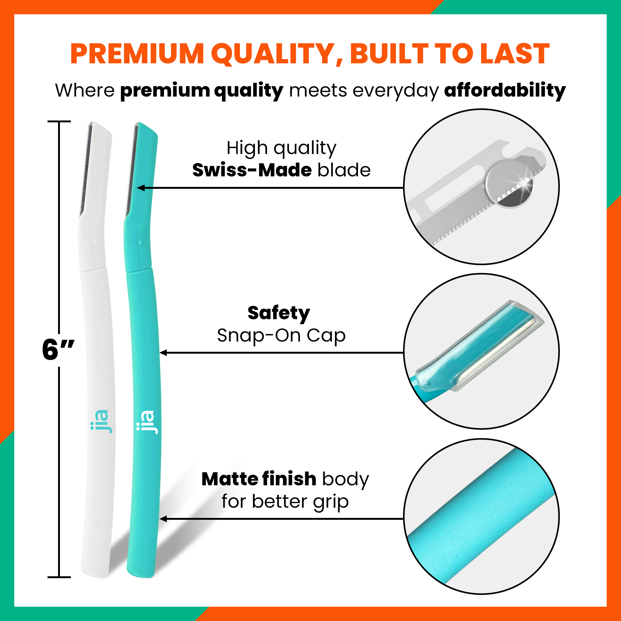 Jia Dermaplaning Facial Precision Razor in Mint Glow - 4 Pack