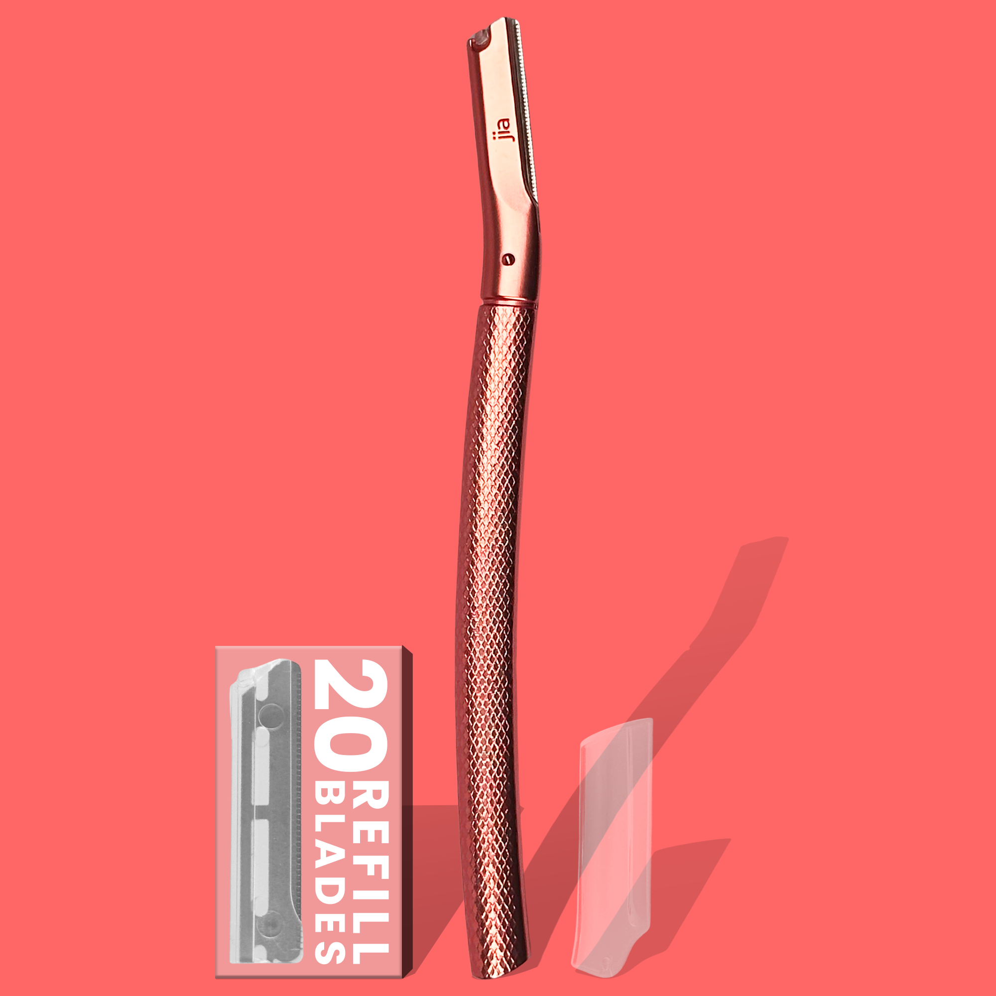 Dermaplaning Facial Metal Razor With 20 Refill Blades in Rose Gold