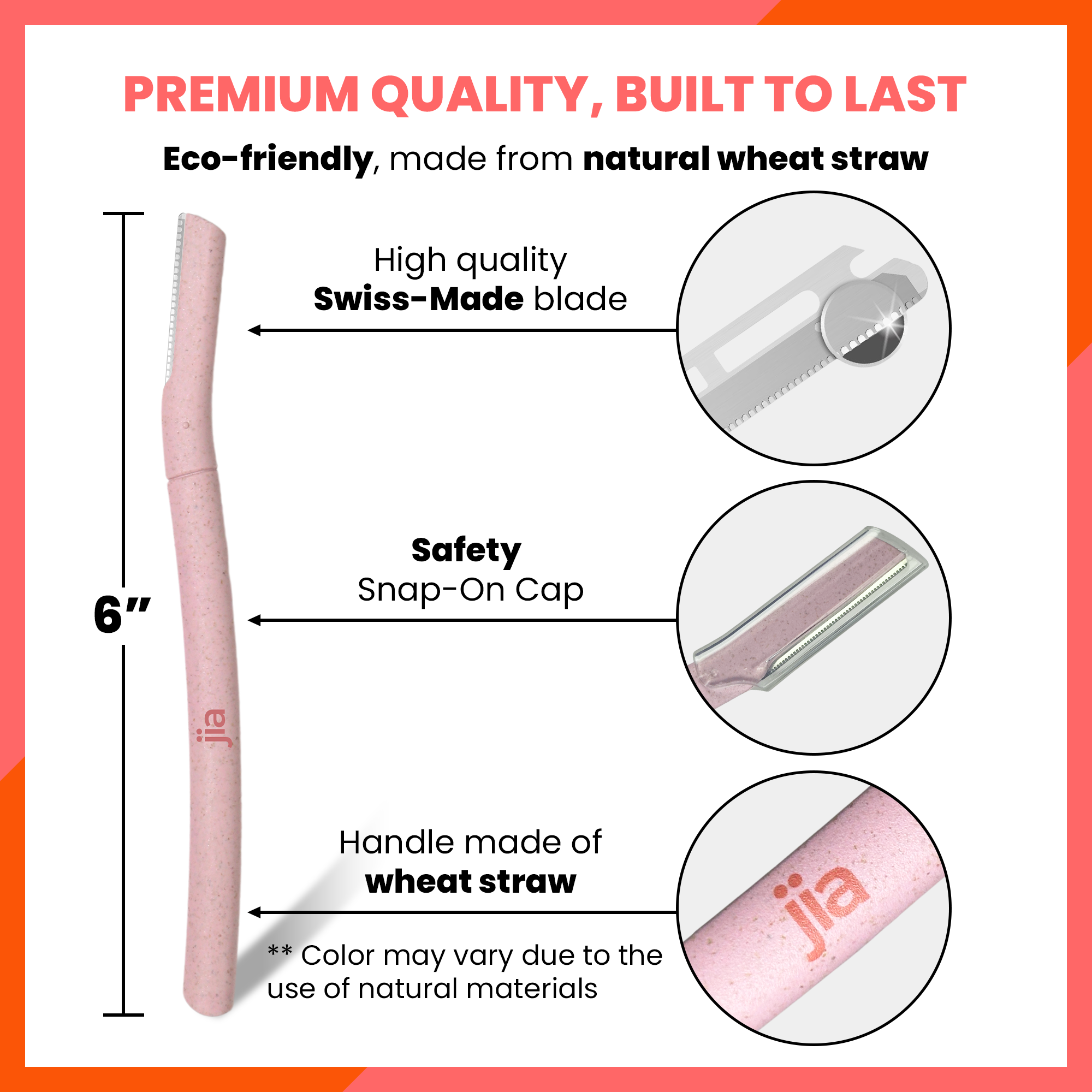 Jia Dermaplaning Facial BioWheat Razor in Pale Peach - 3 Pack