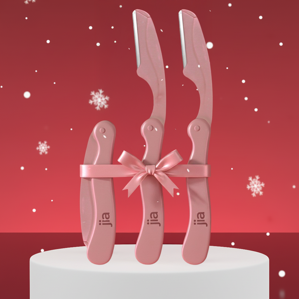 Dermaplaning Facial Folding Razor in Champagne Blush 3-Pack