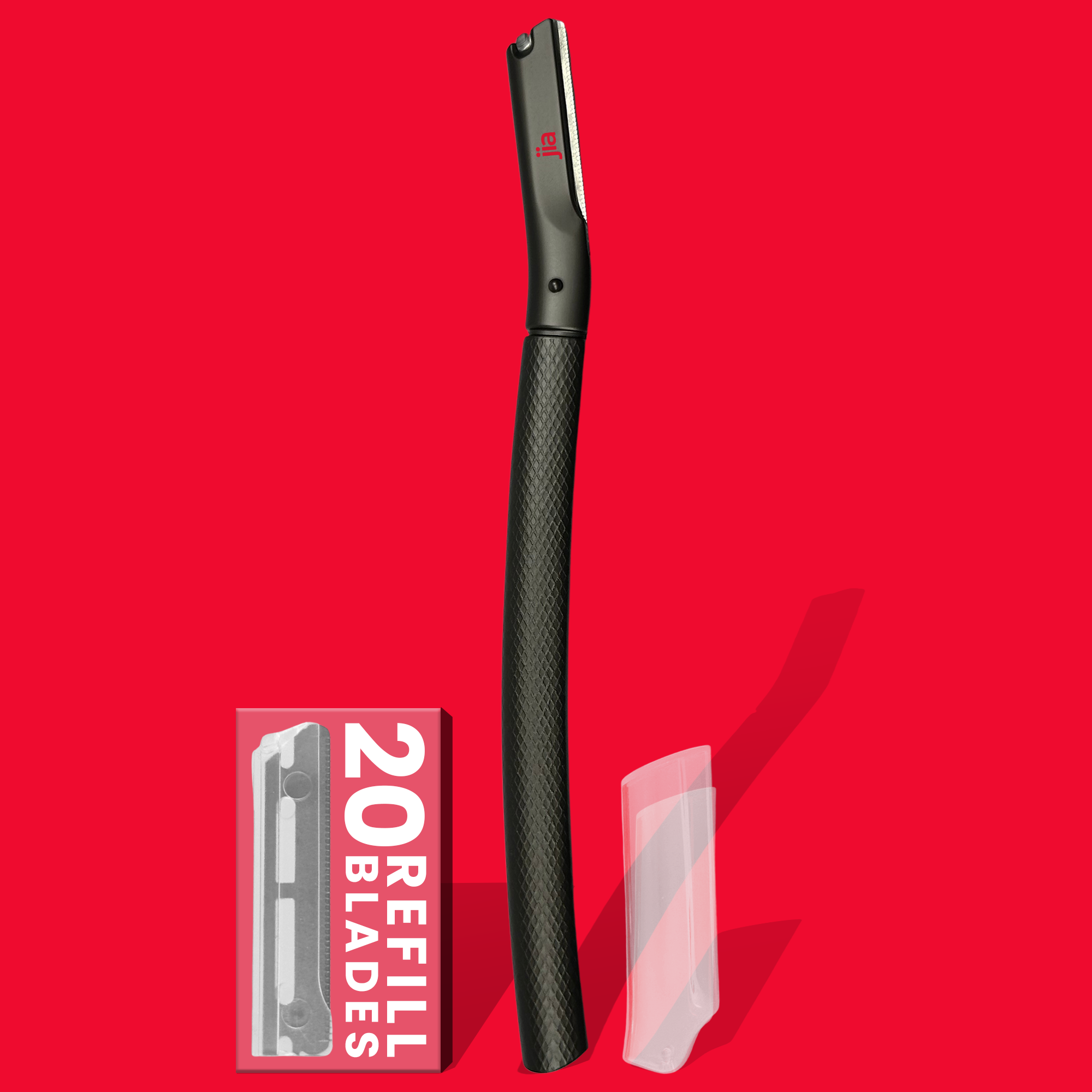 Dermaplaning Facial Metal Razor With 20 Refill Blades in Black Sapphire