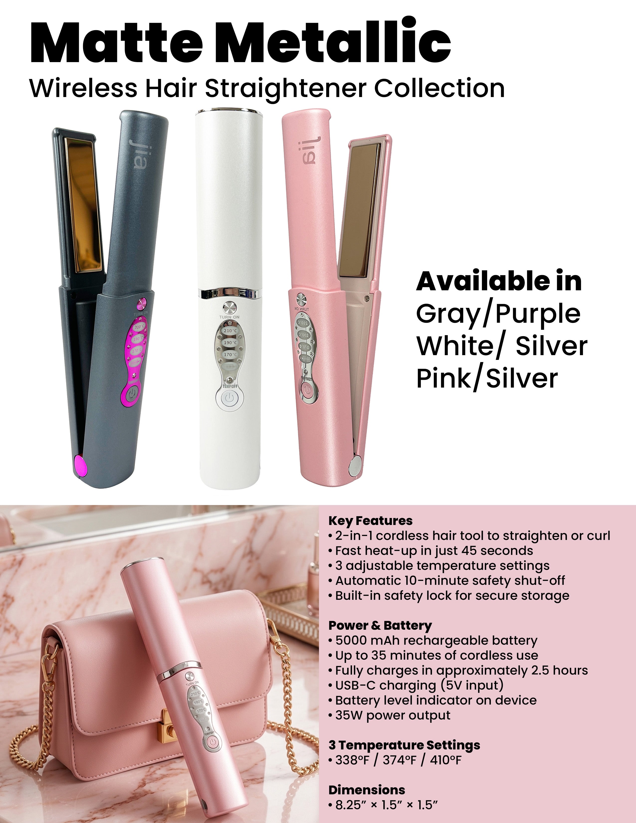 Hair Straightener Wireless in Gray