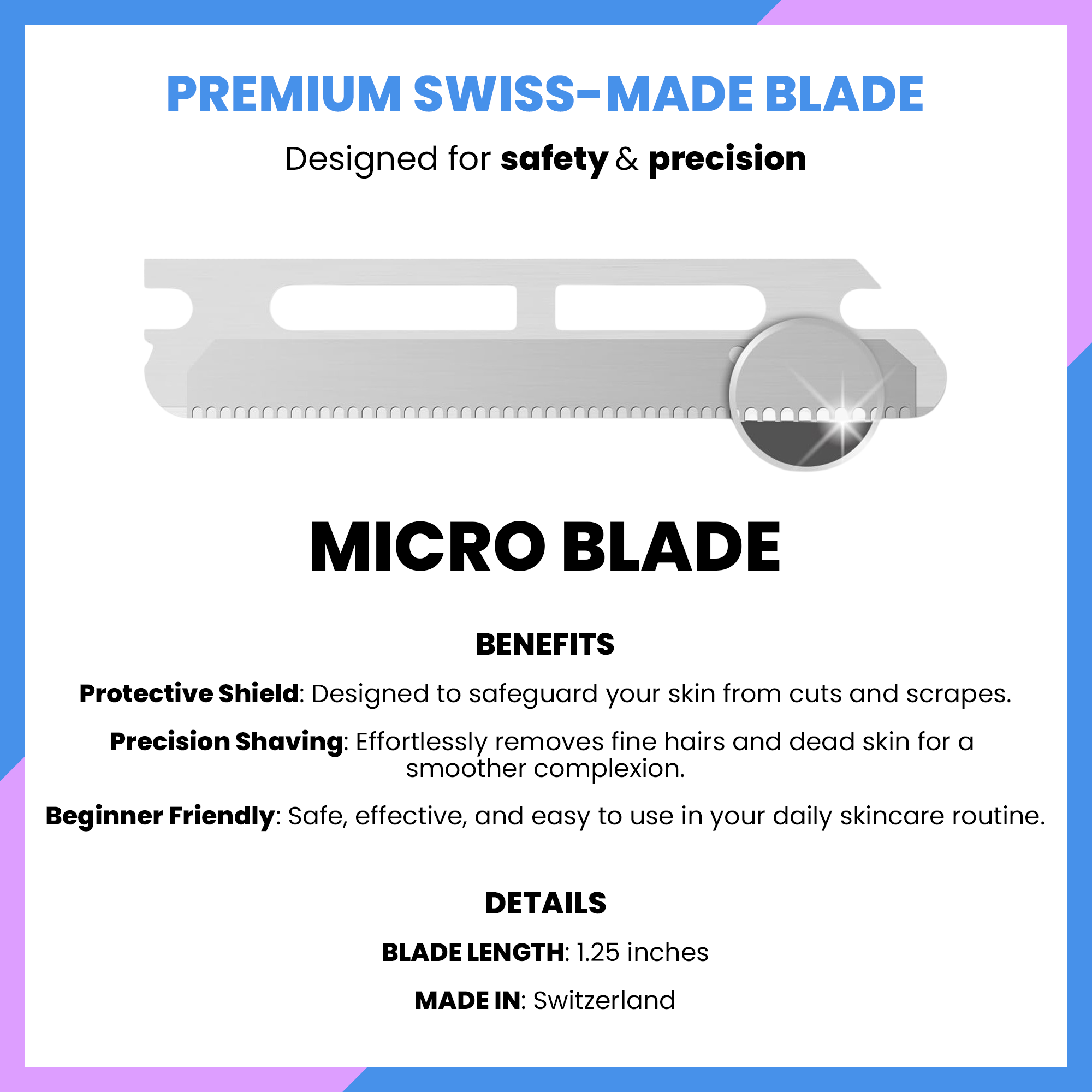 Dermaplaning Facial Metal Razor With 20 Refill Blades in Iridescent Night