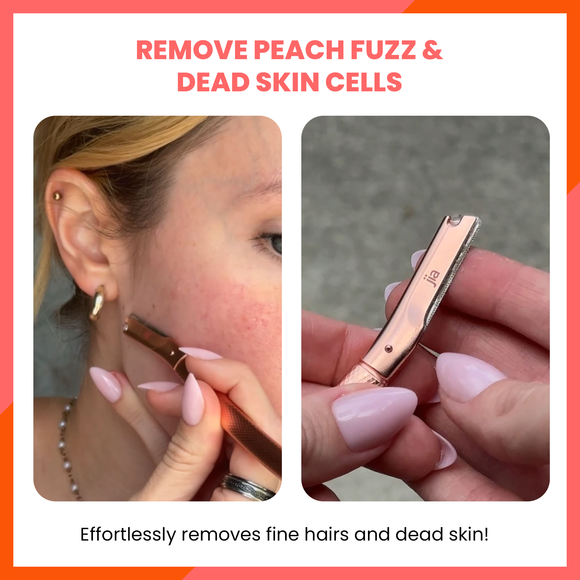Dermaplaning Facial Metal Razor With 20 Blades in Rose Gold