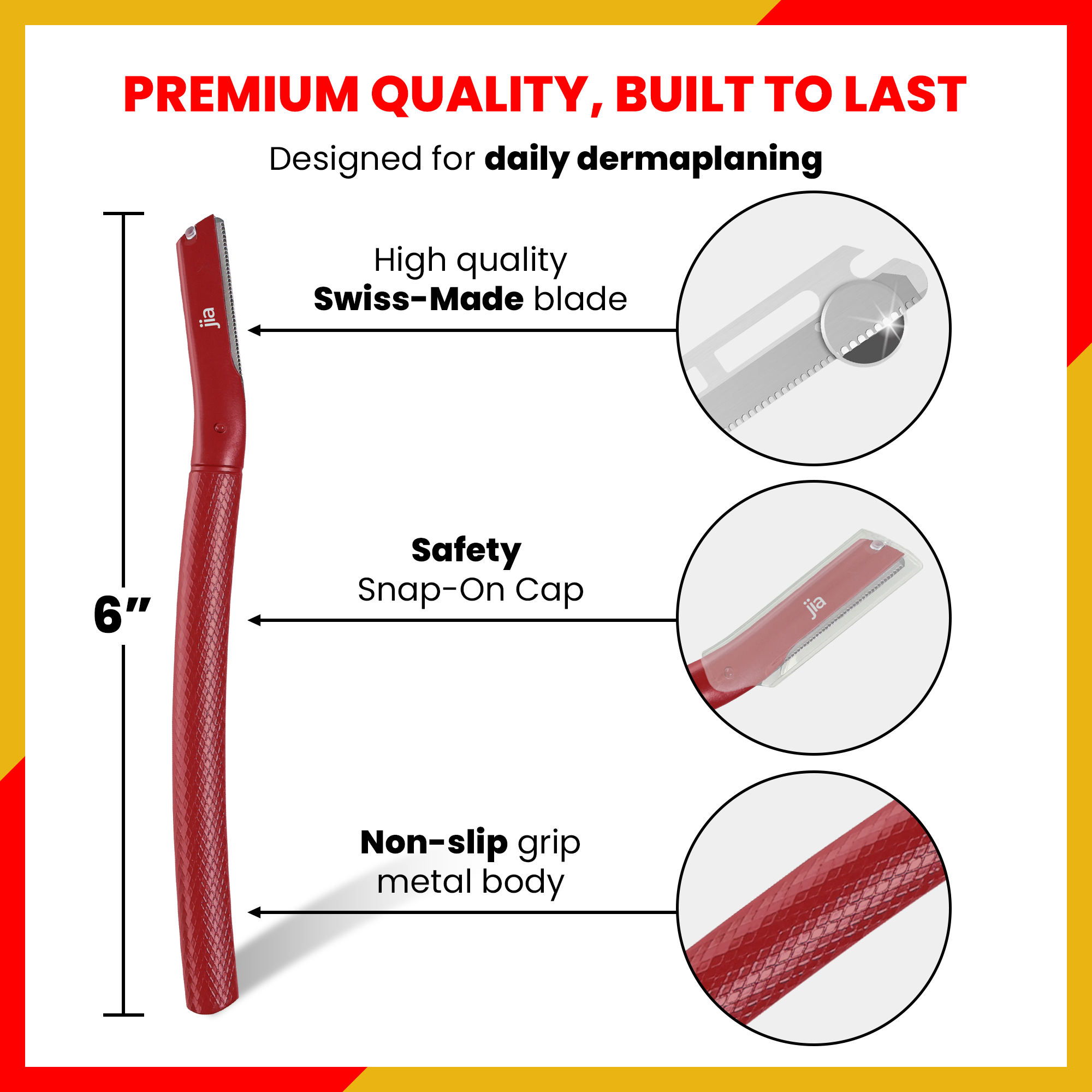 Dermaplaning Facial Metal Razor With 20 Refill Blades in Ruby Red