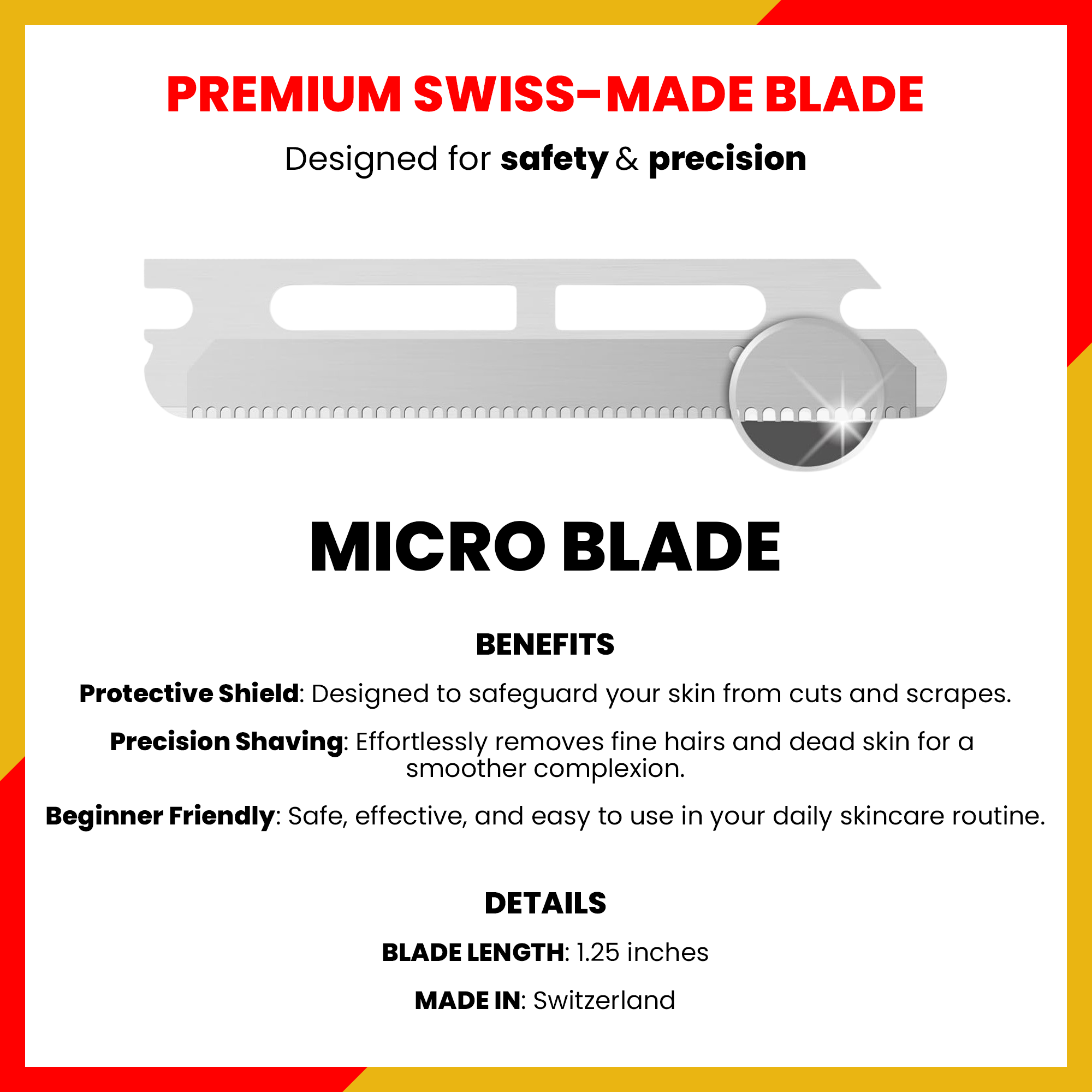 Dermaplaning Facial Metal Razor With 20 Refill Blades in Ruby Red