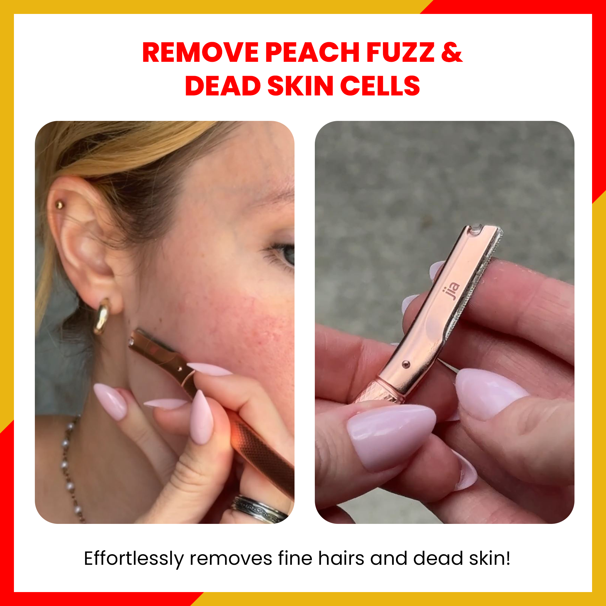 Dermaplaning Facial Metal Razor With 20 Refill Blades in Ruby Red